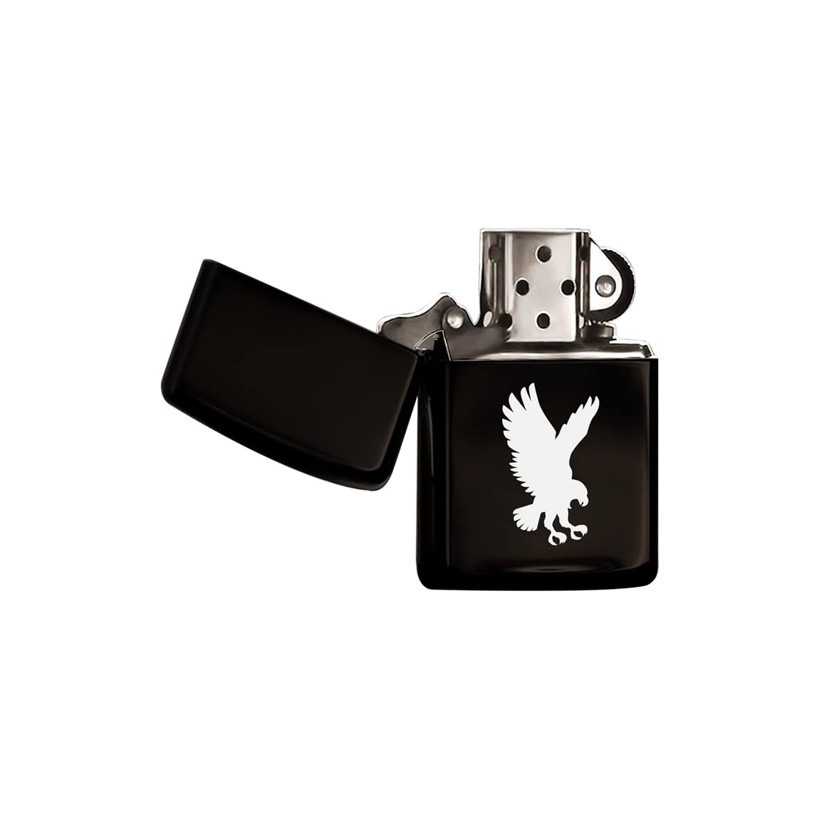 BK Gift Kartal Tasarımlı Siyah Benzinli Metal Çakmak
