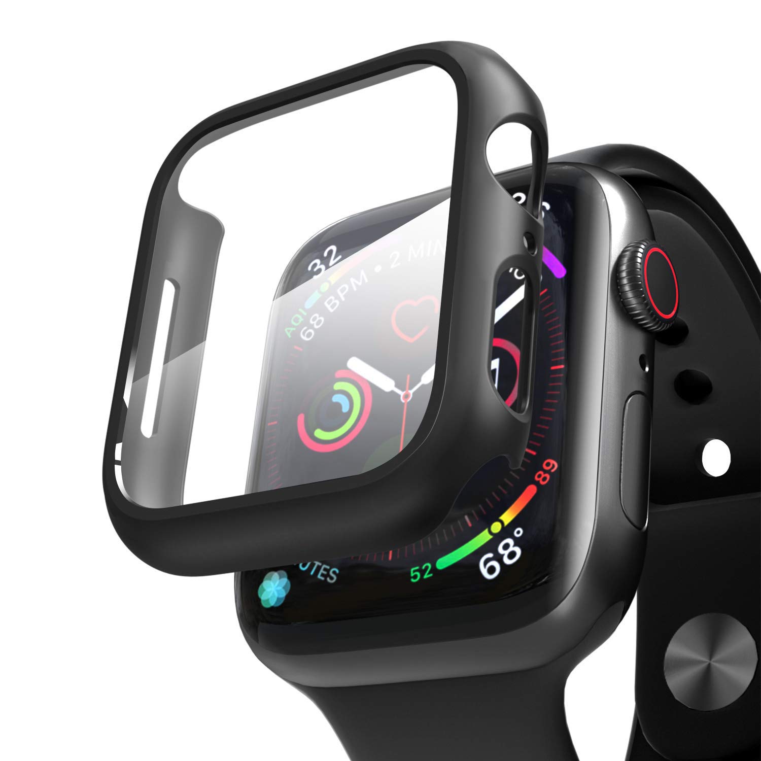 Microsonic Apple Watch SE 2022 40 mm için Kılıf Matte Premium Slim WatchBand Siyah [Watch SE 2022 40mm ile Uyumlu Kılıf - Siyah]