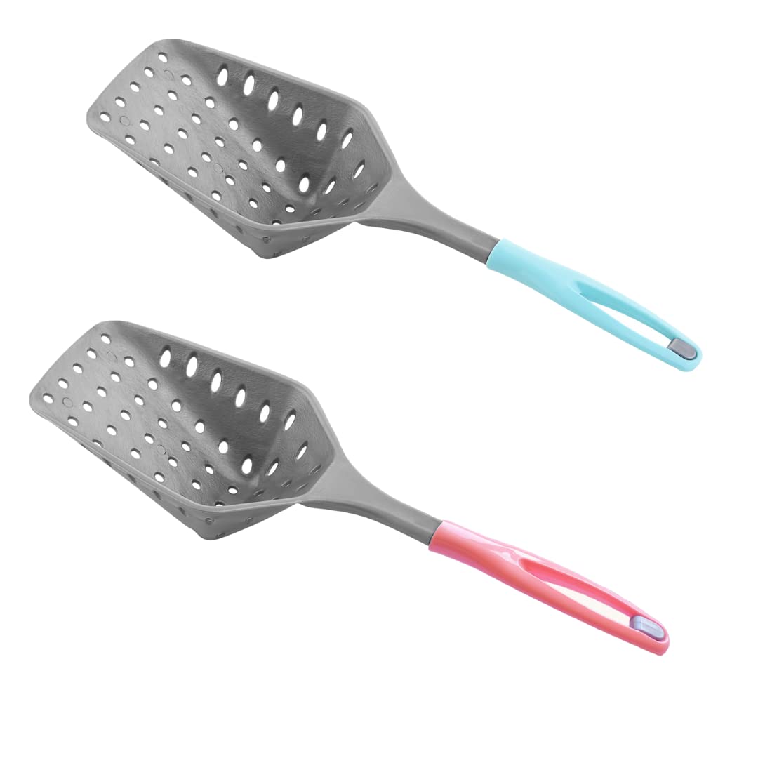 EYNEL 1 Adet Kedi Kumu Eleme Küreği, Küçük Delikli İnce Taneli Dar Aralıklı Pet Tuvalet Temizleme Eleği Süzgeç (Gri-Turkuaz)