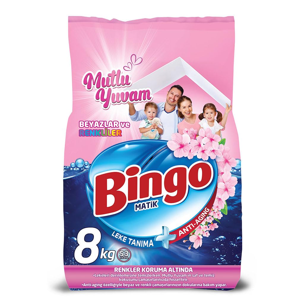 Bingo Matik 8 kg Mutlu Yuvam Renkliler ve Beyazlar Toz Çamaşır Deterjanı