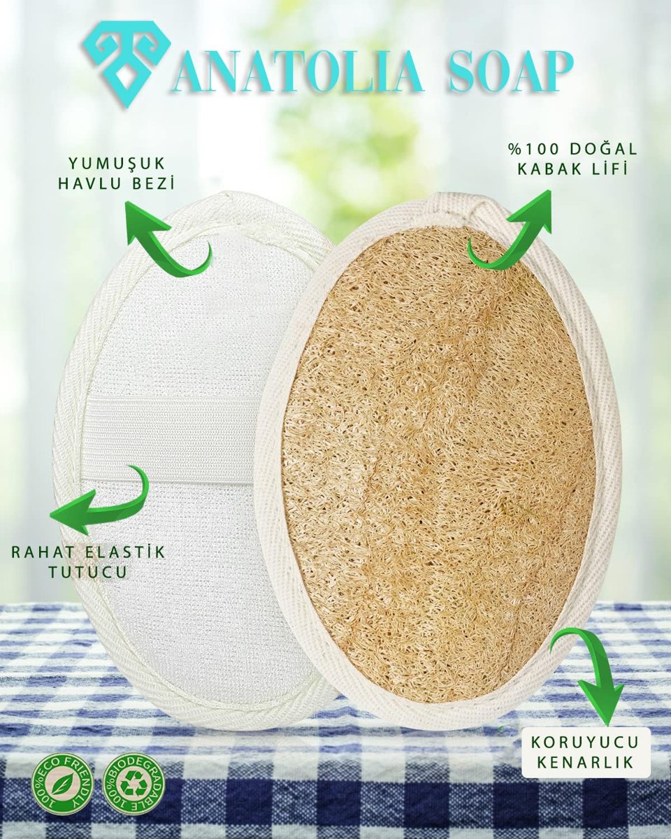 Anatolia Soap 1978 Yüz vücud Kabak lifi Doğal Lifler Peeling Temizleyici Arındırıcı. 1 Adet.