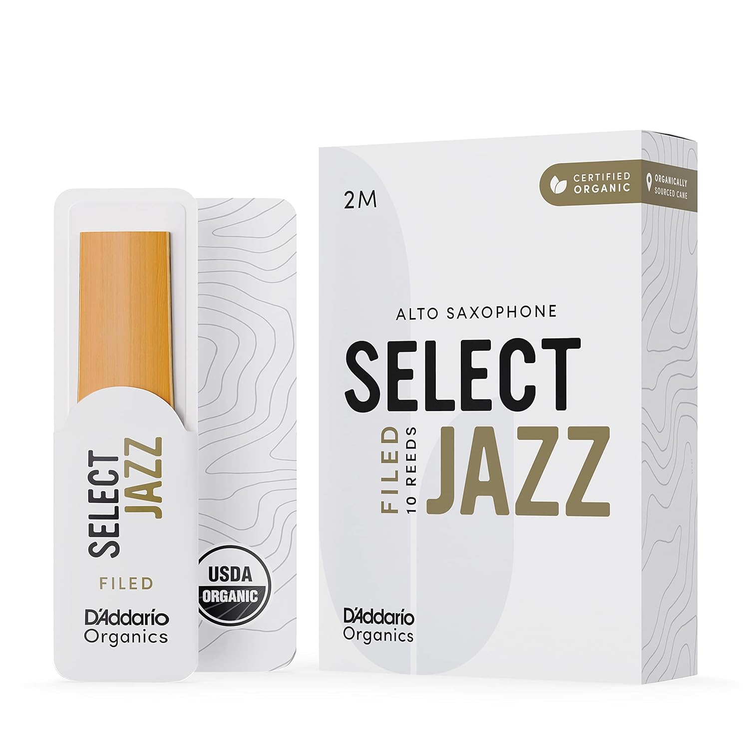 D'Addario Organik Select Jazz Filed Alto Saksafon Dilleri - Saksafon Boruları - İlk ve Tek Organik Kamış Borusu - 2 Orta, 5 Paket