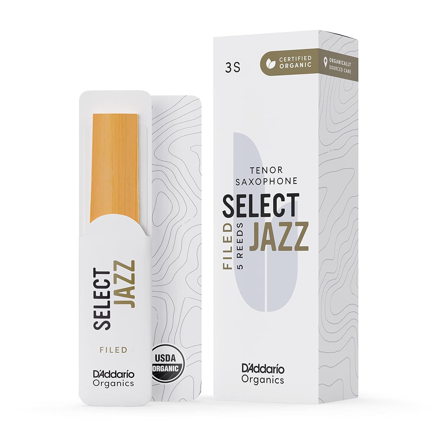D'Addario Organik Select Jazz Filed Tenor Saksafon Dili - Saksafon Boruları - İlk ve tek organik kamış boru - 3 yumuşak, 5 paket