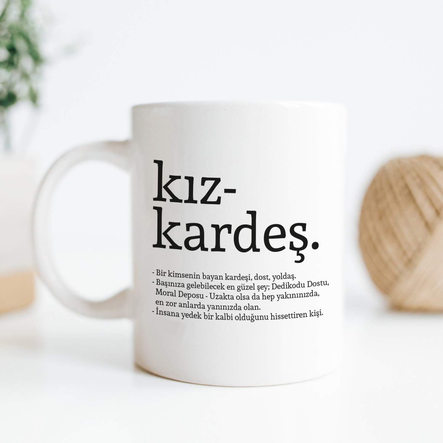 Hediyesepeti Kız Kardeş Kelime Anlamlı Baskılı Kupa Bardak Kahve Bardağı Kız Kardeşe Özel Tasarım Hediye 107226