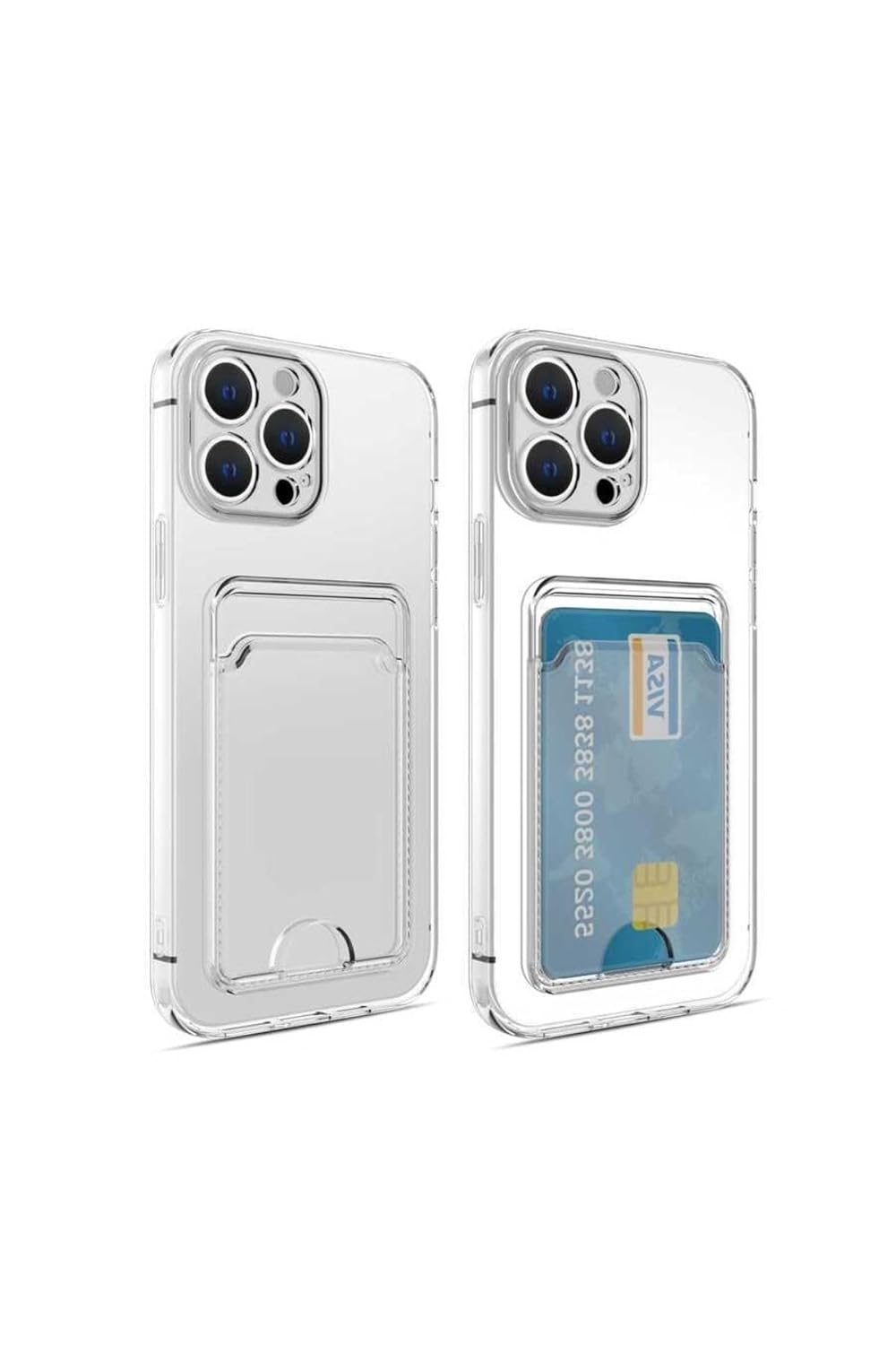 Zore Apple için uyumlu iPhone 14 Pro Max Kılıf Kartlıklı Şeffaf Zore Setra Clear Silikon Kapak Renksiz