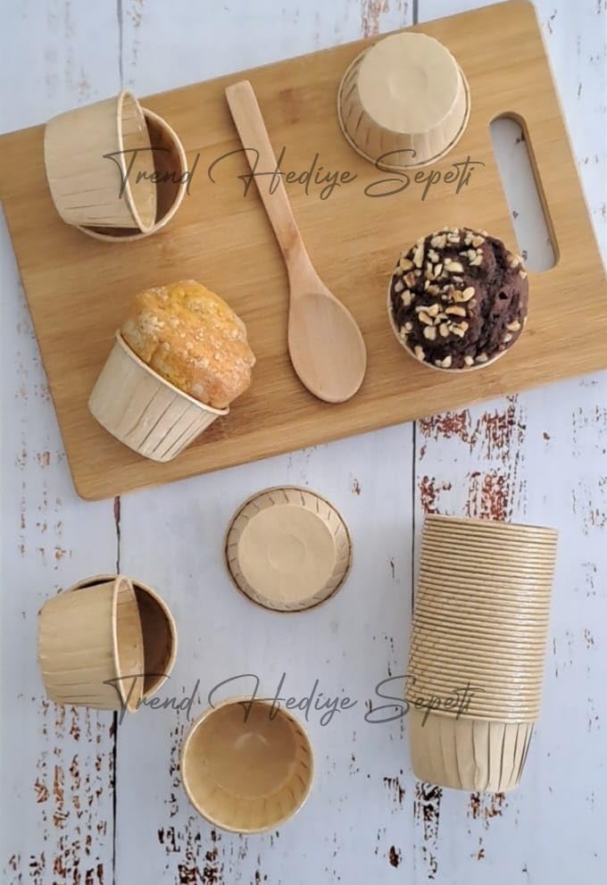 Trend Hediye Sepeti 50'li Kraft Cupcake Kalıbı, Muffin Kek Kalıbı, Kek Kapsülü, Airfryer Uyumlu