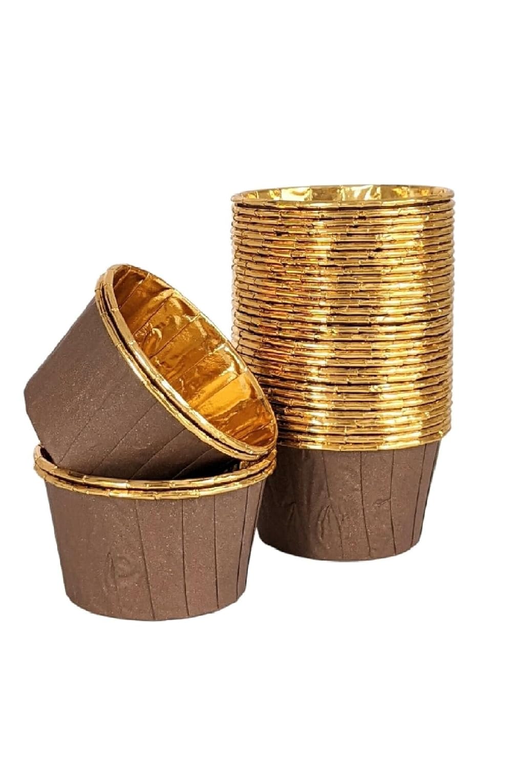 Trend Hediye Sepeti 25'li Kahverengi Gold Muffin Kek Kalıbı, Kek Kapsülü Cupcake Kalıbı, Airfryer Uyumlu
