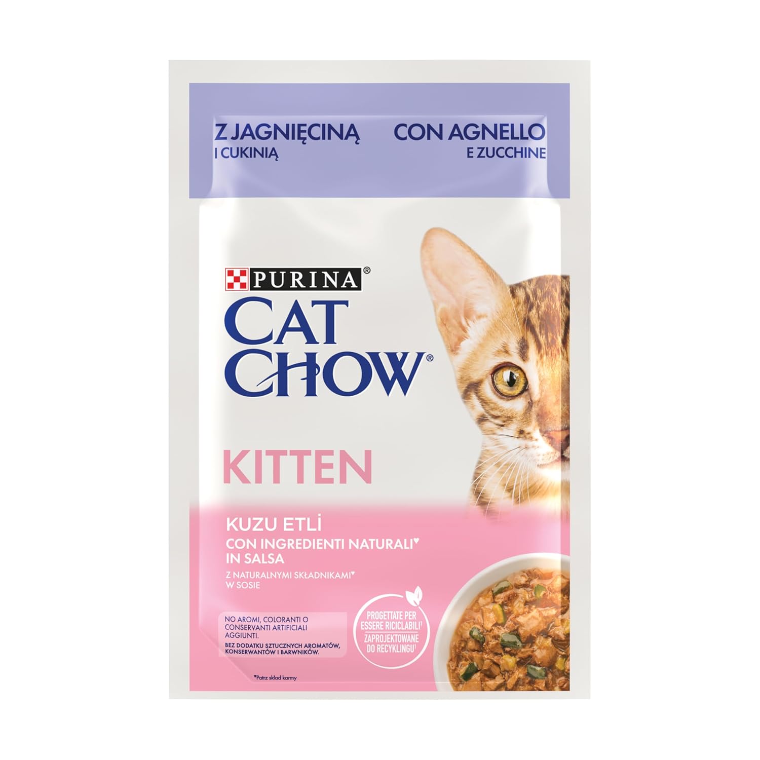 Cat Chow Kitten Kuzu Etli Yavru Kediler için Yaş Kedi Maması 85 g Paket x 26