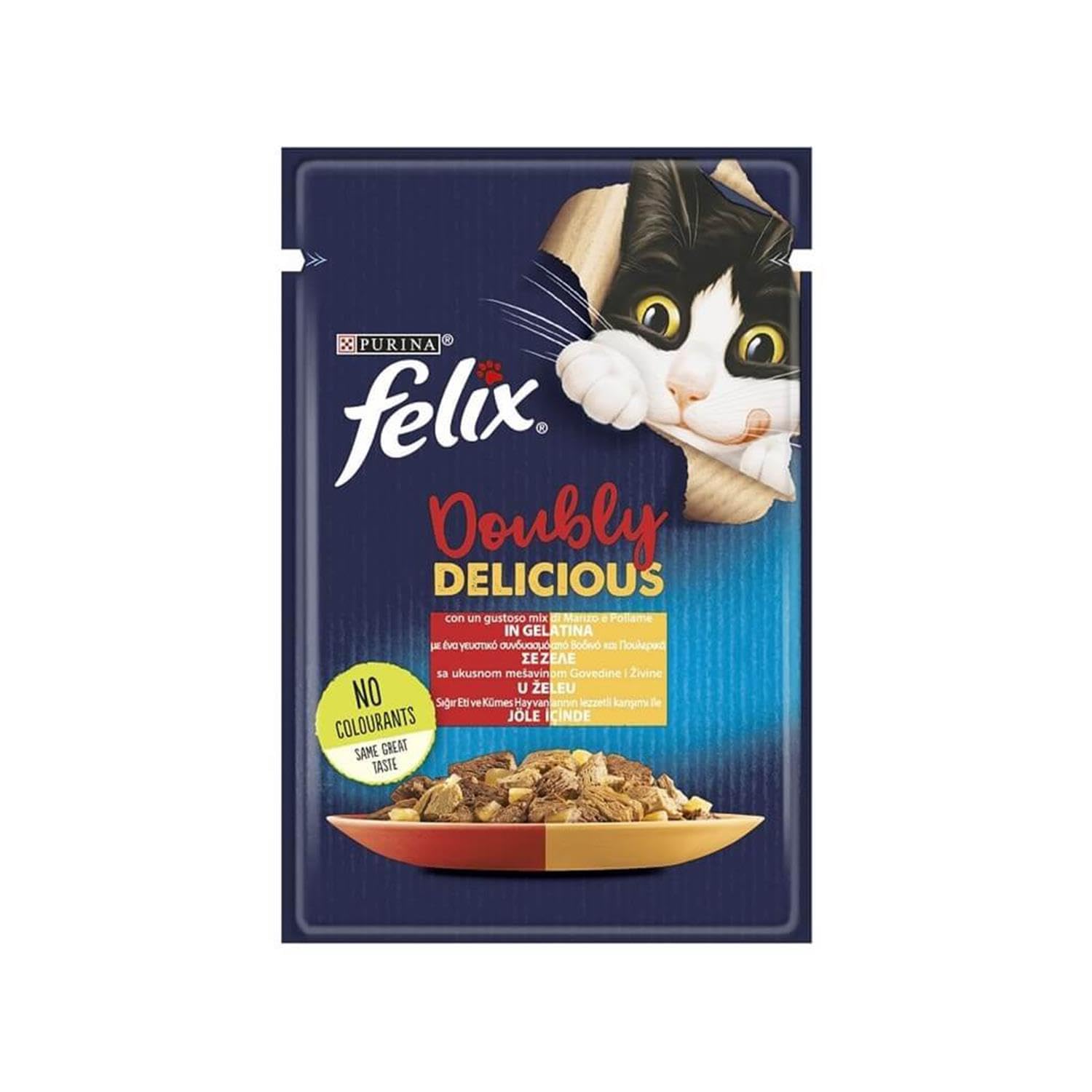 Felix Çifte Lezzet Sığır & Tavuklu Kedi Yaş Mama (26 x 85 gr)