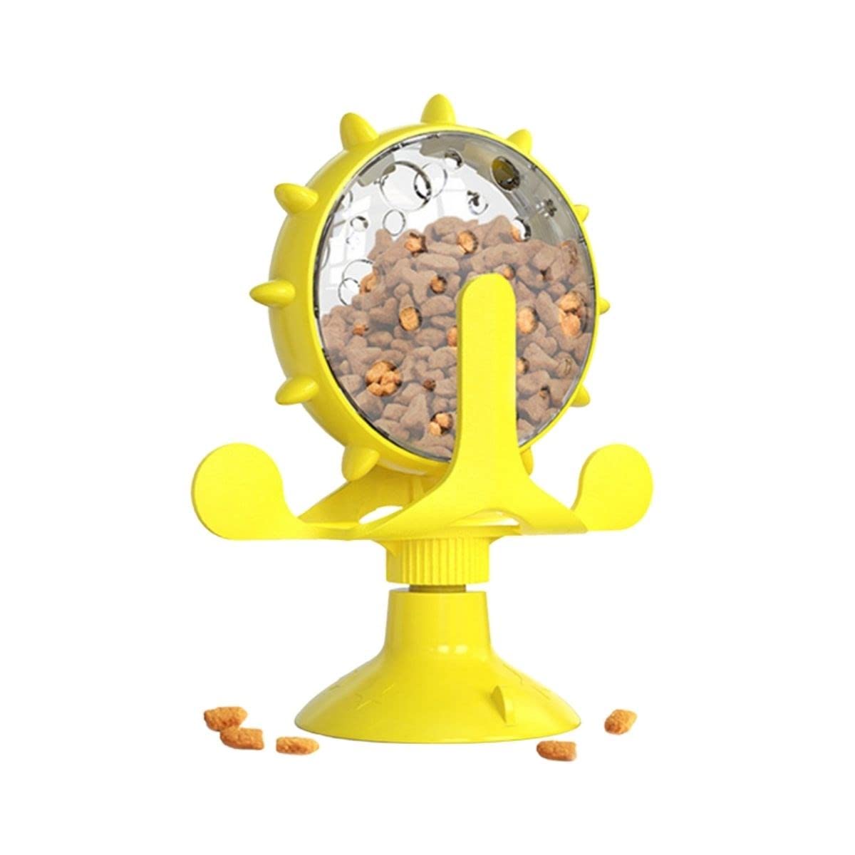 BUFFER® Vantuzlu Zilli İnteraktif Dönebilen Mama Kaplı Renkli Değirmenli Eğlenceli Eğitici Kedi Oyuncağı