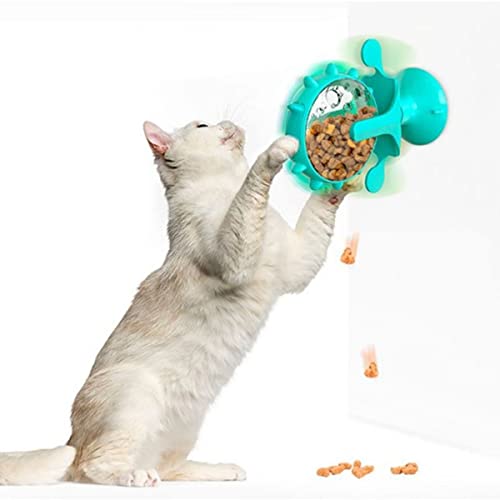 BUFFER® Vantuzlu Zilli İnteraktif Dönebilen Mama Kaplı Renkli Değirmenli Eğlenceli Eğitici Kedi Oyuncağı