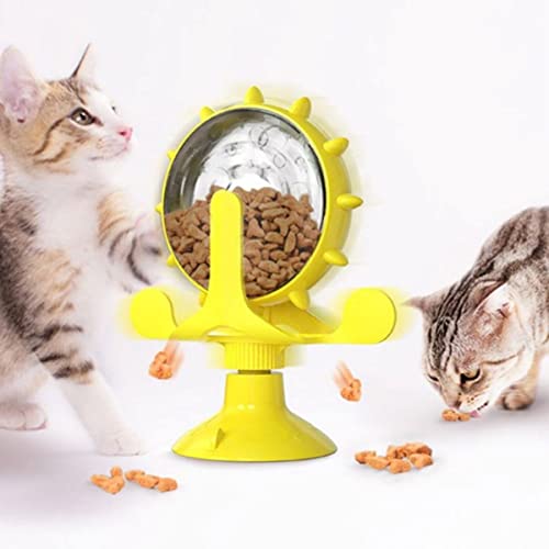 BUFFER® Vantuzlu Zilli İnteraktif Dönebilen Mama Kaplı Renkli Değirmenli Eğlenceli Eğitici Kedi Oyuncağı