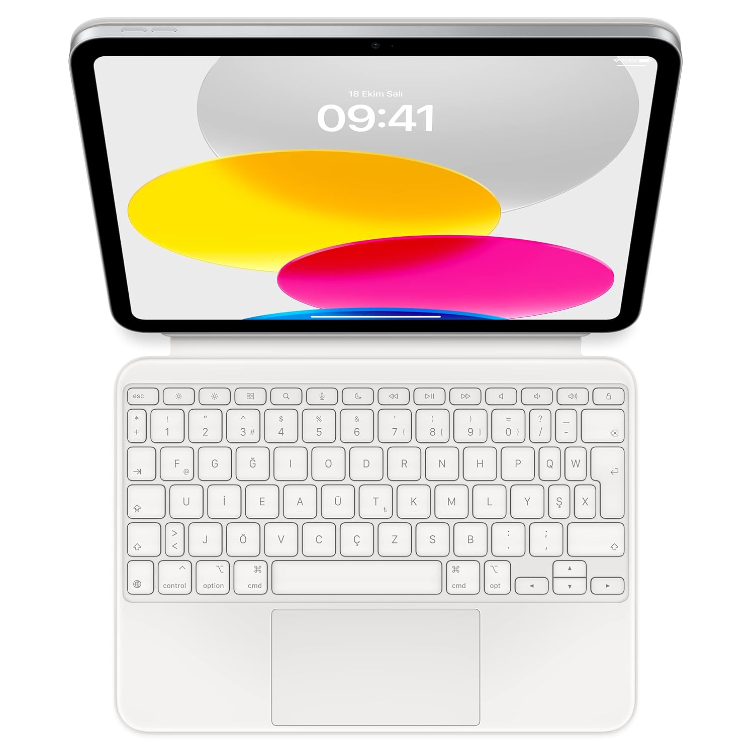 Apple Magic Keyboard Folio: iPad (A16) ve iPad (10. nesil) için Klavye ve Kılıf, Çıkarılabilir Klavye ve Manyetik Olarak Yapışan Kılıf, Yerleşik Trackpad, Türkçe F Klavye — Beyaz
