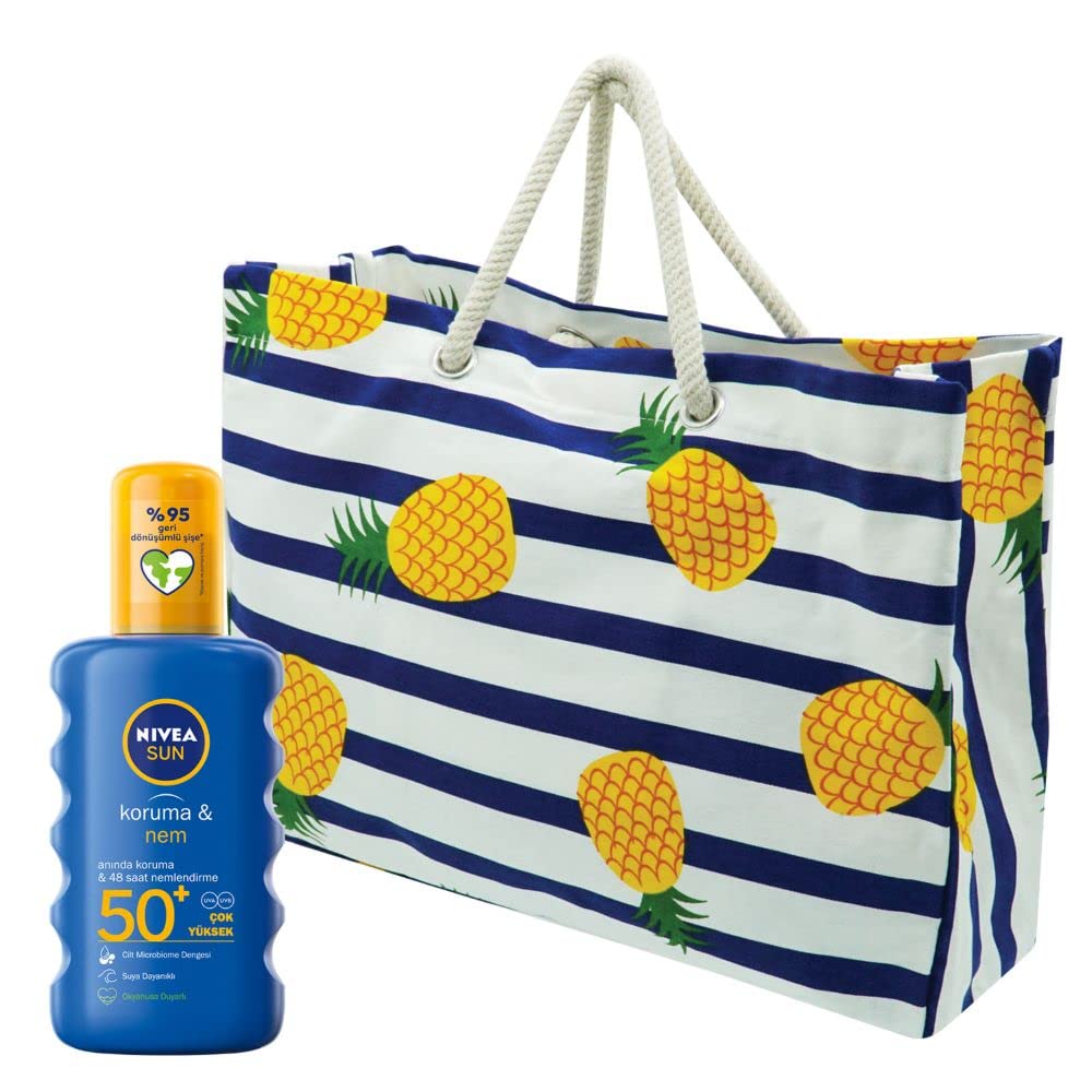 NIVEA Sun SPF 50+ Koruma & Nem Nemlendirici Güneş Kremi Sprey 200 ml + Plaj Çantası
