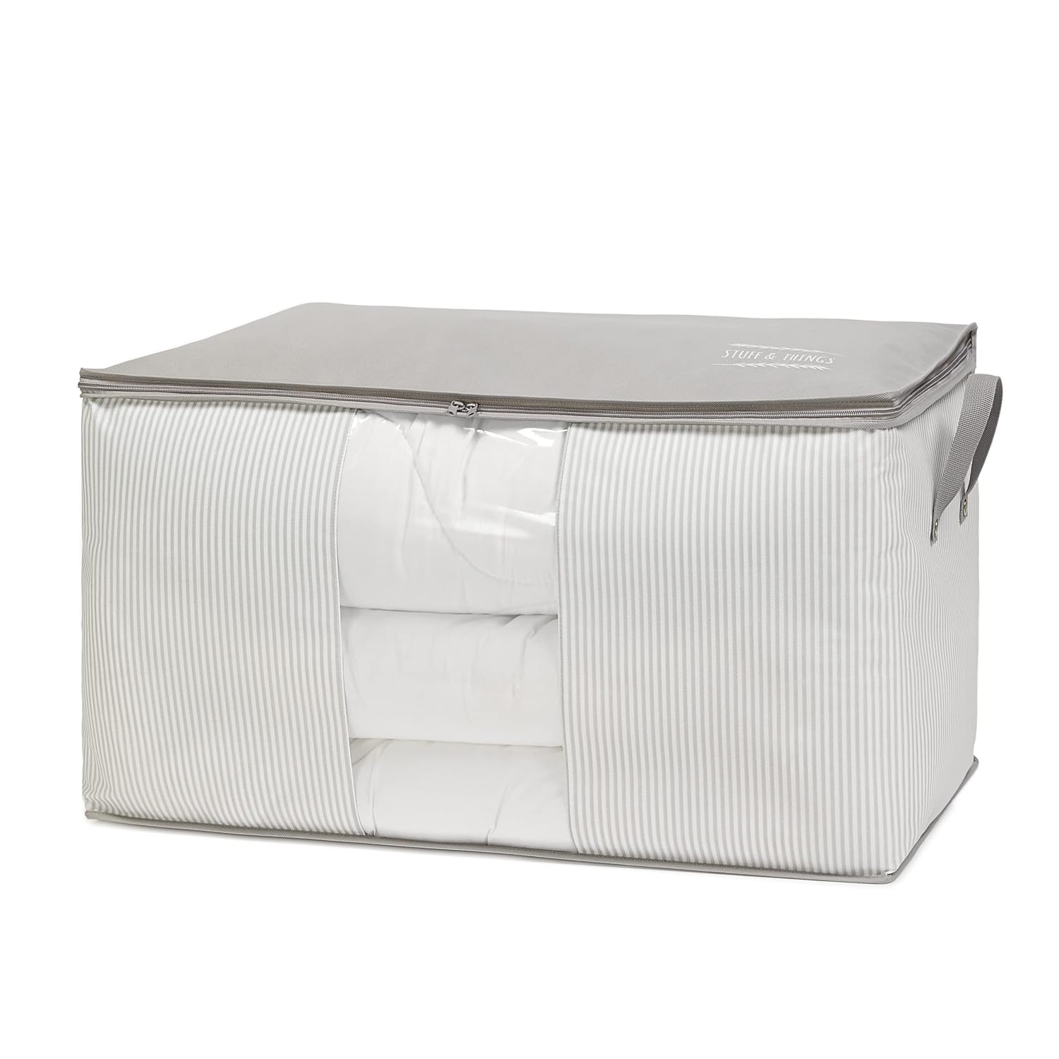 Ocean Home Textile Mega Boy Pvc Pencereli Gri Çizgili Stuff & Things Hurç 75 x 40 x 40 cm