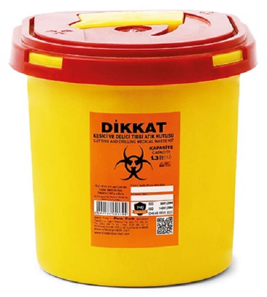 ÇELİKPENÇE 10 Adet Enfekte Atık Kutusu 1.3 Lt. + Tıbbi Atık Torbası 2 Adet