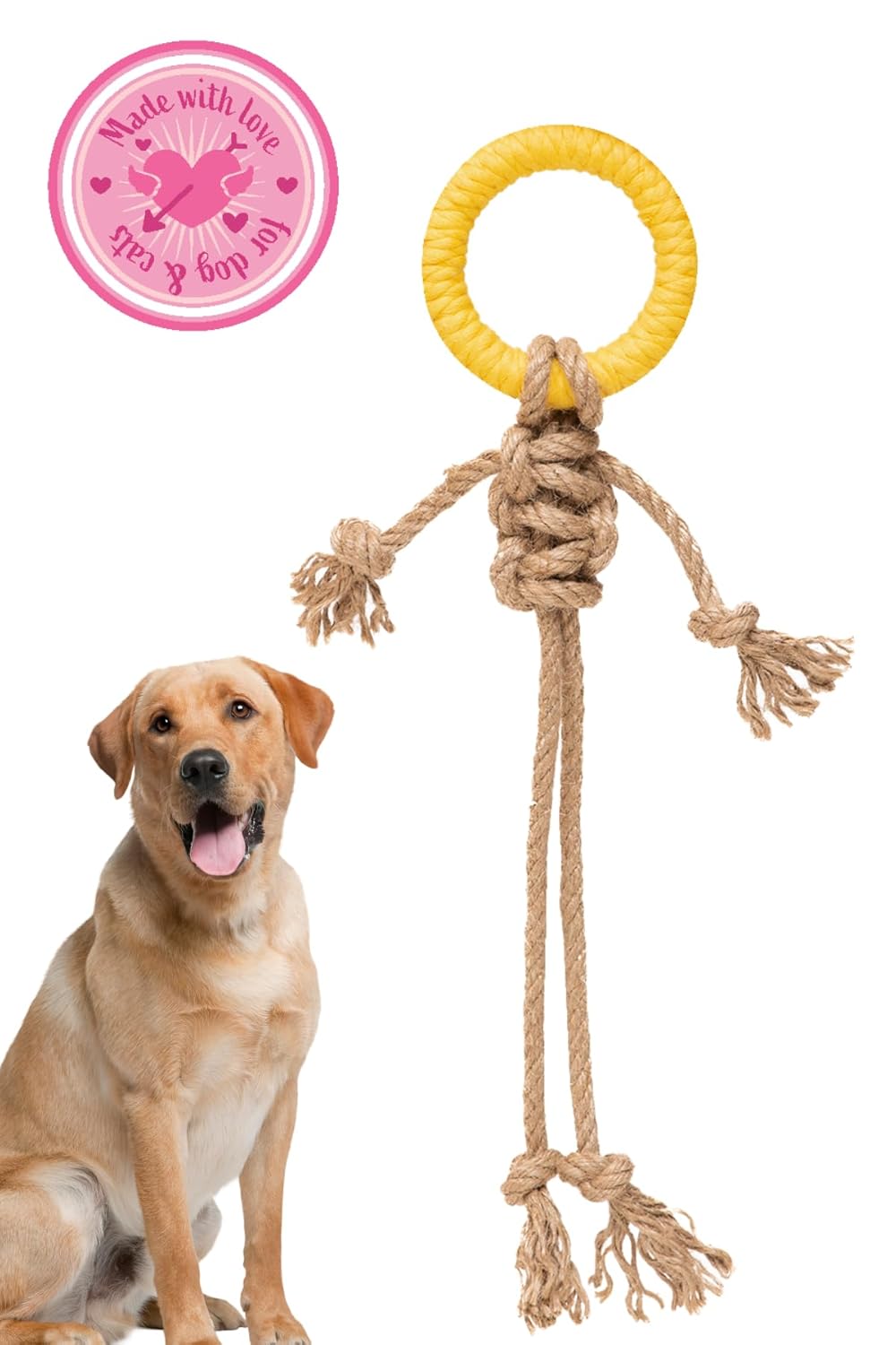 Proud Wave Köpek Oyuncağı Renkli Çekiştirmeli Halat Pamuk - Köpek Isırma Kemirme Oyuncağı Top Diş İpi (1 ADET, Kahverengi - Halat Diş İpi)