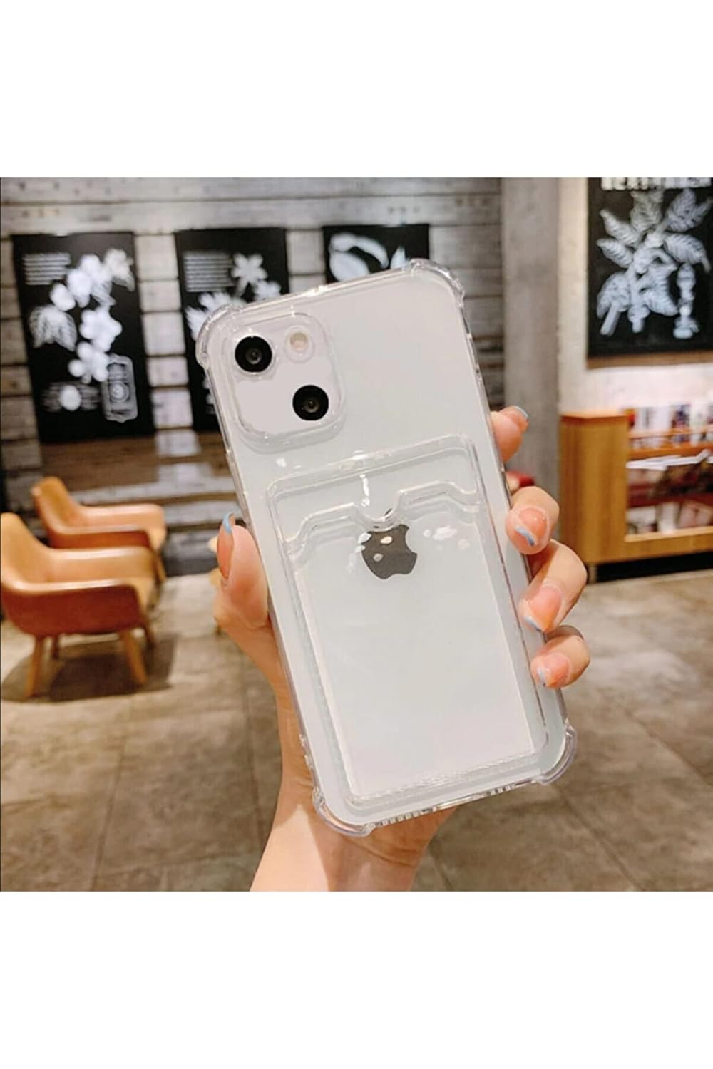 GGM AKSESUAR iPhone 14 Plus ile Uyumlu Şeffaf Kartlıklı Antishock Darbeye Dayanıklı Kamera Korumalı Yumuşak Silikon Kılıf (Şeffaf)