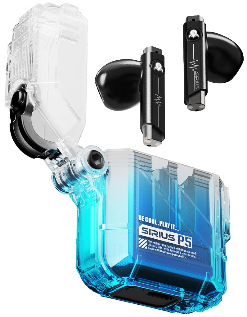 G GravaStar Kablosuz Kulaklıklar Sirius P5, Bluetooth Kulak İçi Kulaklıklar Stereo Sesli 40H Çalma, 4 RGB Işık, Net Çağrı için ENC, Bluetooth 5.2, IPX4, Çok Noktalı Bağlantı (Savunma Kristali)