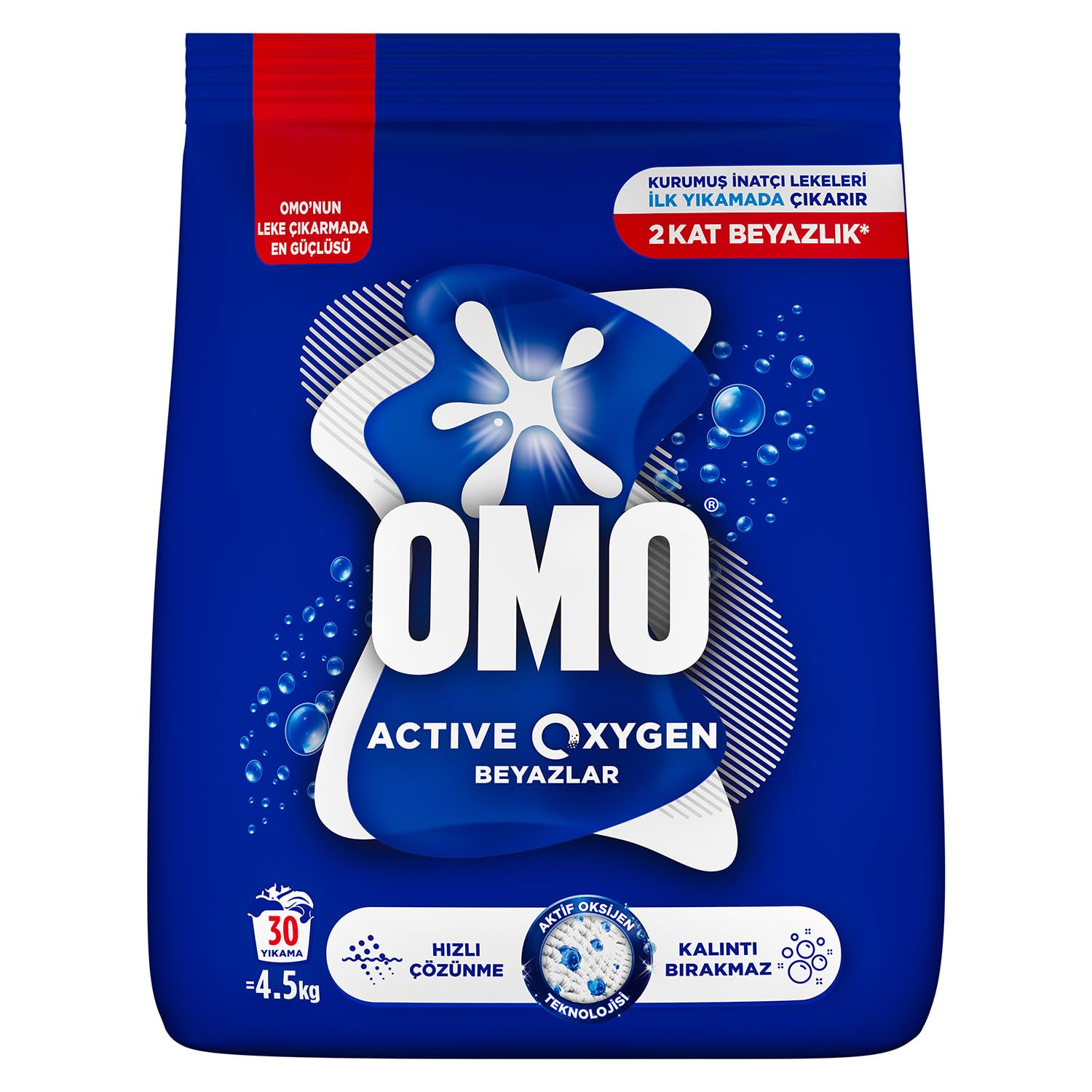 Omo Active Oxygen Toz Çamaşır Deterjanı Beyazlar için, 4.5 Kg
