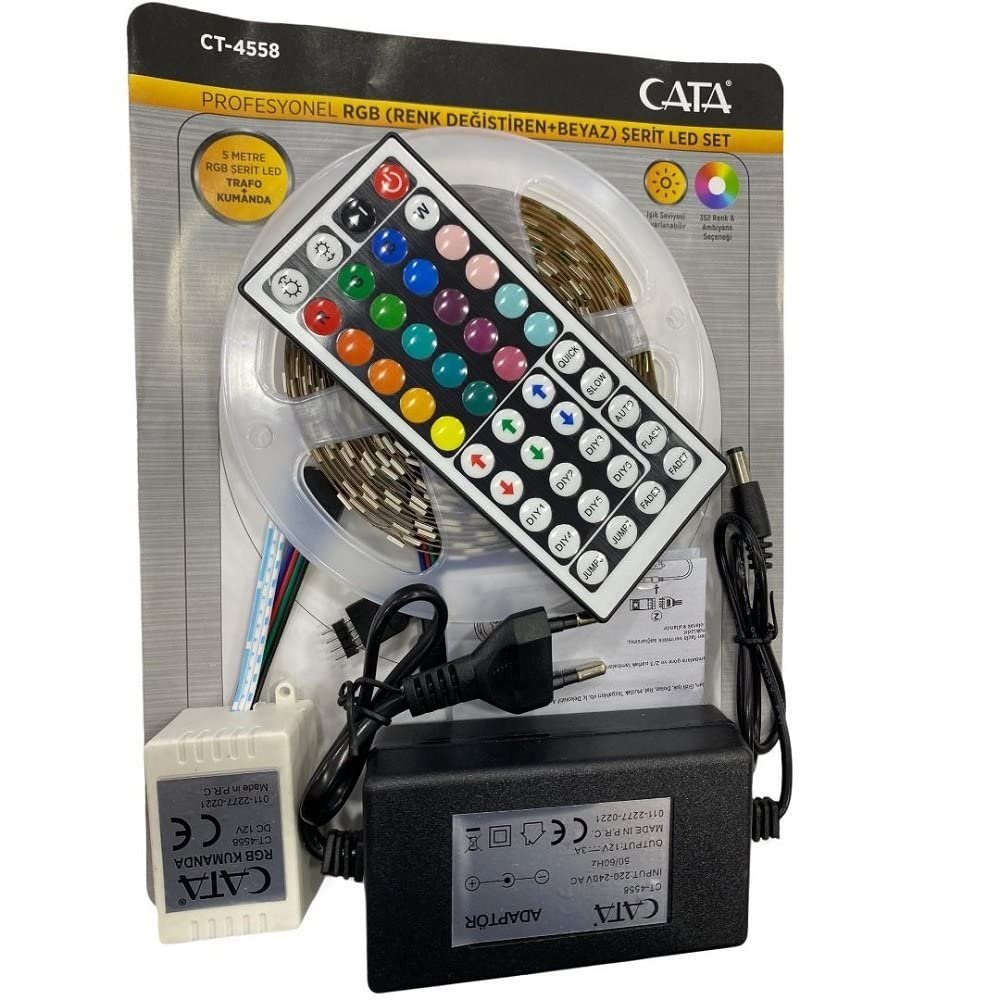 Cata Ct-4558 Rgb Şerit Led Seti (5 Mt Rgb Led+Trafo+Rgb Kumanda)