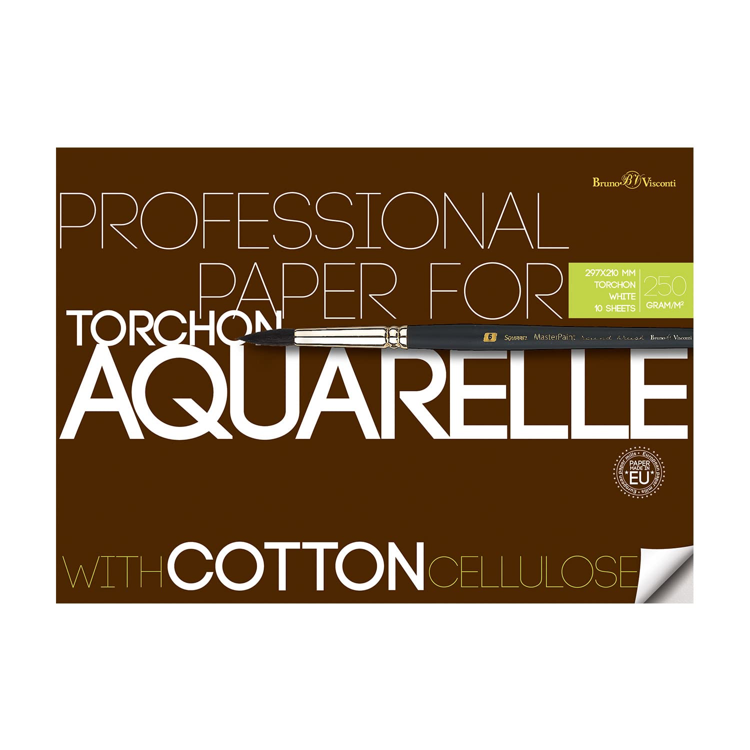 BRUNO VİSCONTİ TORCHON PAMUK ELYAFLI SULUBOYA KAĞIDI, DOSYALI. 250 GR. A2 10 yp (millimeters, A4 297X210)