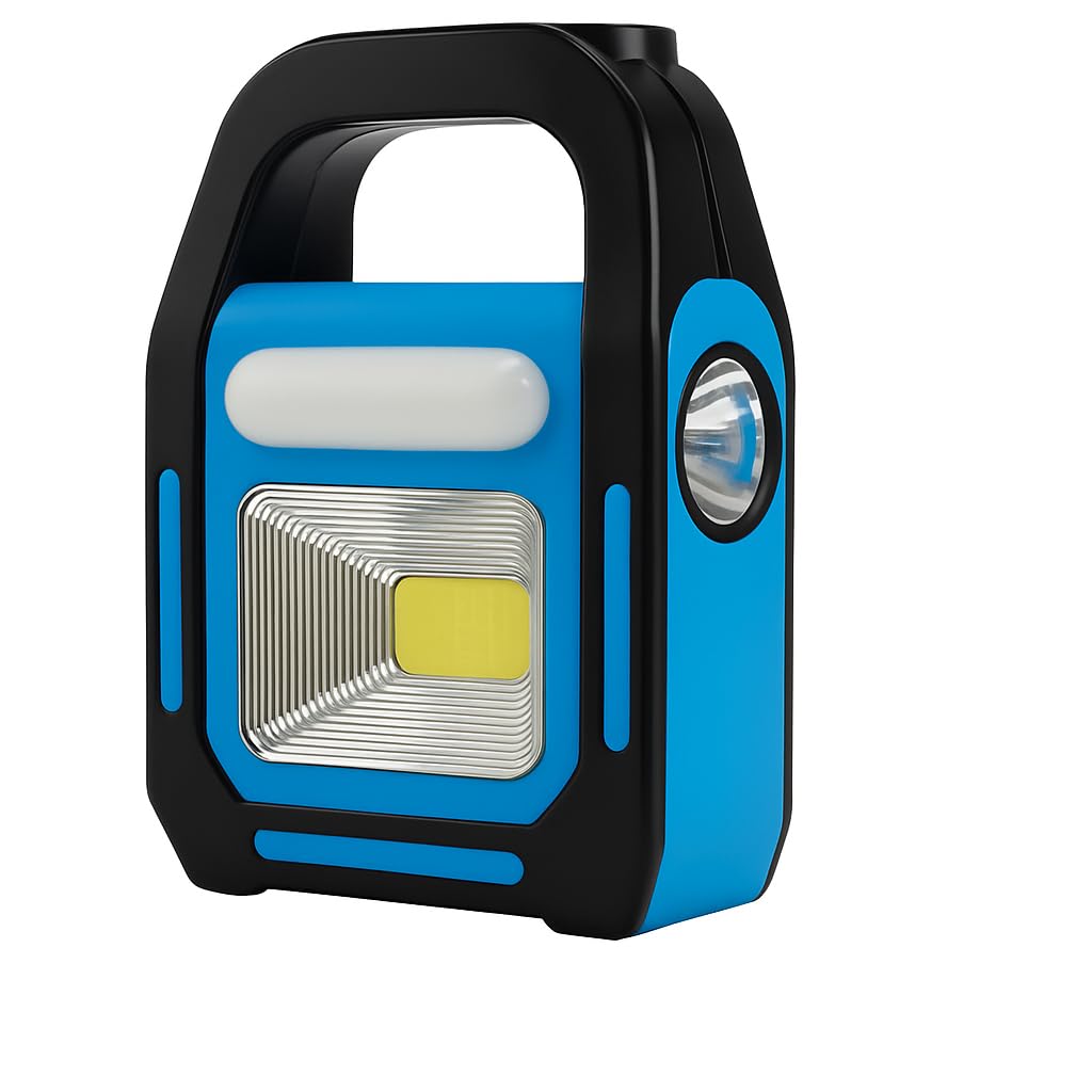 Solar Işıldak Fener | Güneş Enerjili ve USB Şarjlı Kamp Lambası | LED Kamp Feneri El Feneri | Taşınabilir 3 Fonksiyonlu Işık | 300 Lümen 6500K Beyaz Işık | IP44 | Mavi Renk (G Energy)