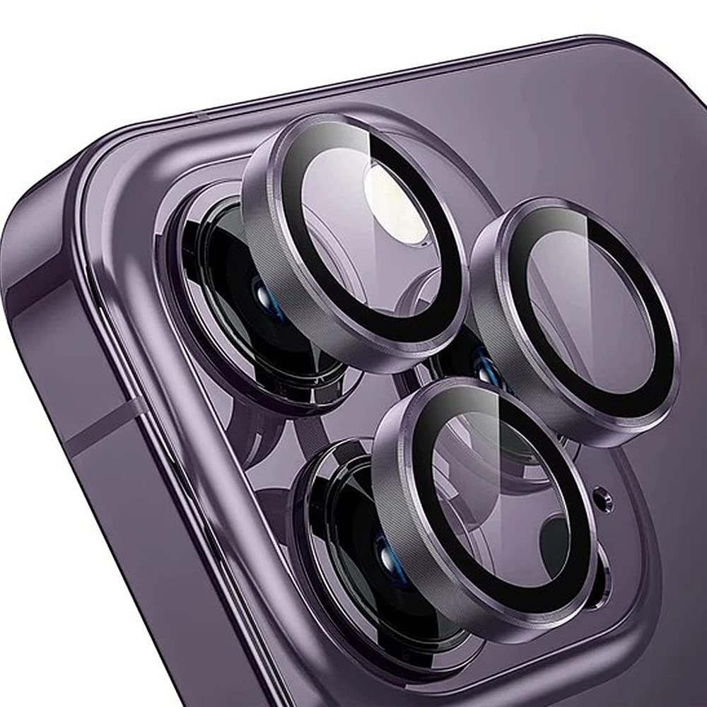 iPhone 14 Pro Max/14 Pro İle Uyumlu CmCov Kamera Lens Koruyucu Kolay Tak Çıkar Ergonomik İnce Tasarım Kırılma Ve Çizilme Önleyici Derin Mor