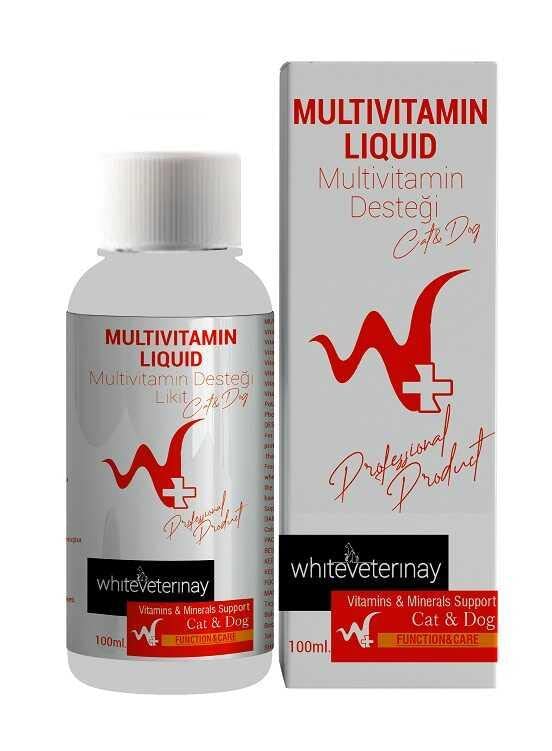 w+ whiteveterinay Multivitamin Liquid Cat&Dog 100 ML (Kedi ve Köpekler için Multivitamin Desteği)