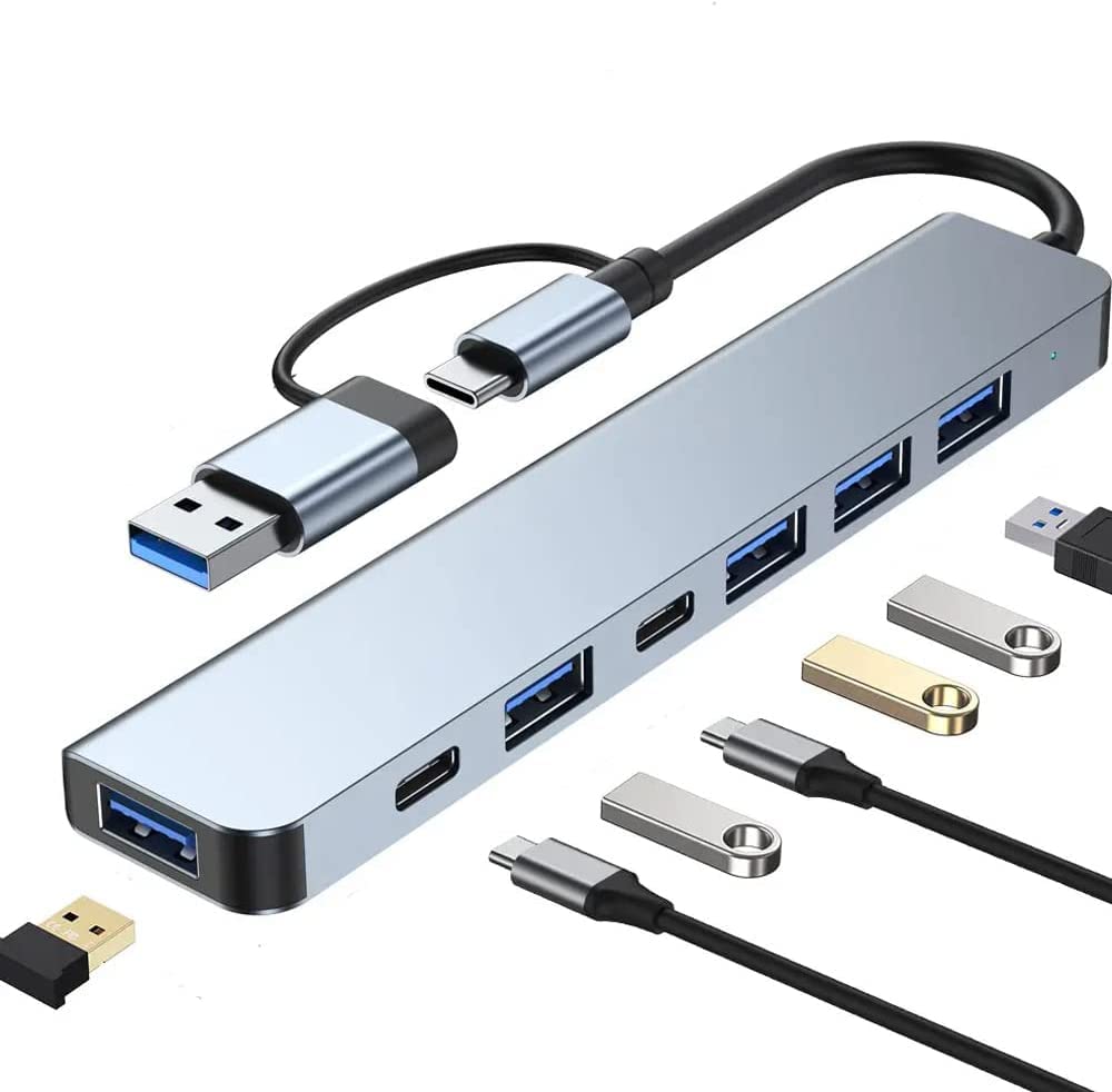 Alüminyum Usb Hub 7 in 1 USB/Type-c To USB A, USB C, USB 2.0/3.0 Çevirici Adaptör Çok Portlu Tak Çalıştır Usb Çevirici