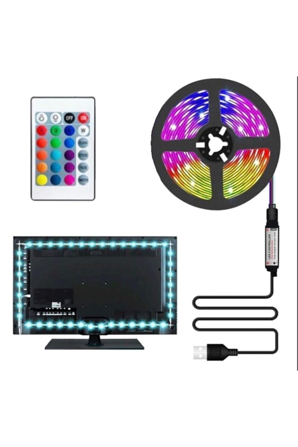 Tv Arkası 3 Mt Usb Rgb Şerit Led Ct-4566 HSPLİNM-3609