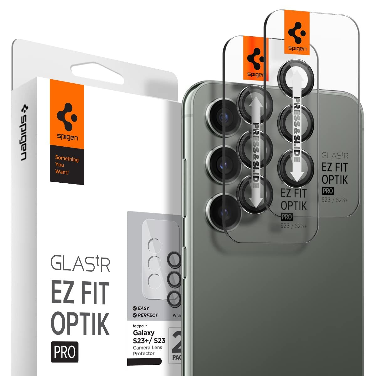 Spigen Galaxy S23 Plus / S23 ile Uyumlu Kolay Kurulum Kamera Lens Camı Koruyucu GLAS.tR EZ Fit Optik Pro (2 Adet) Siyah - AGL05962 (Spigen TR Garantili)