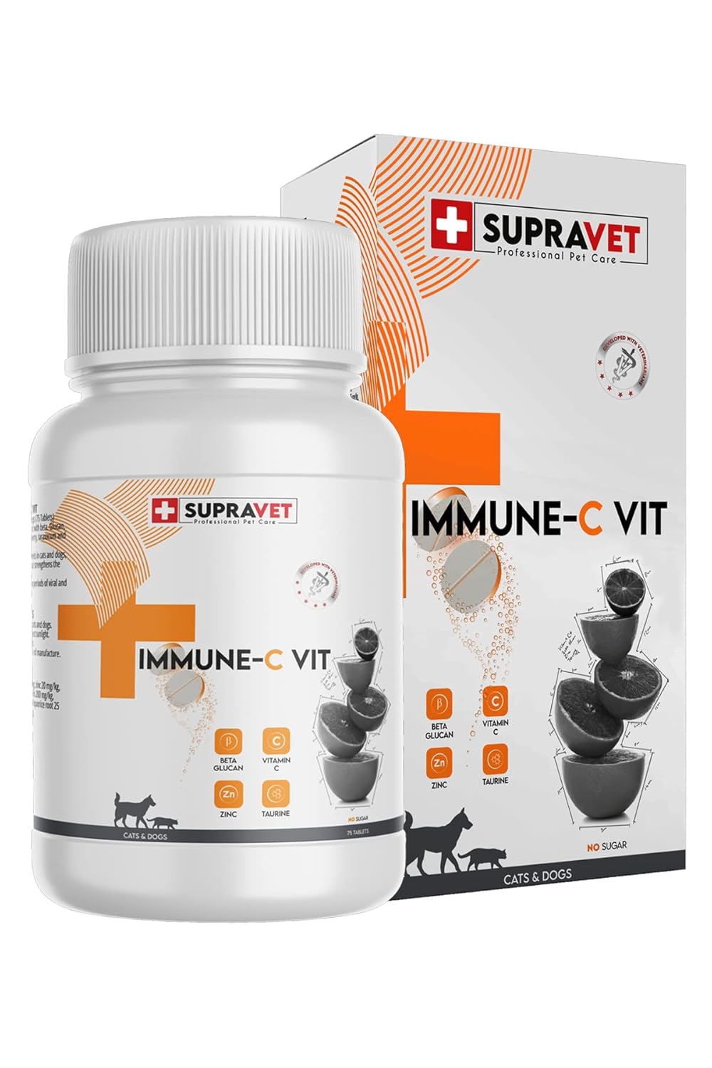 Supravet Immune C + ZİNC Kedi ve Köpek için Bağışıklık Sistemi Güçlendirici Tablet (75 Tablet)