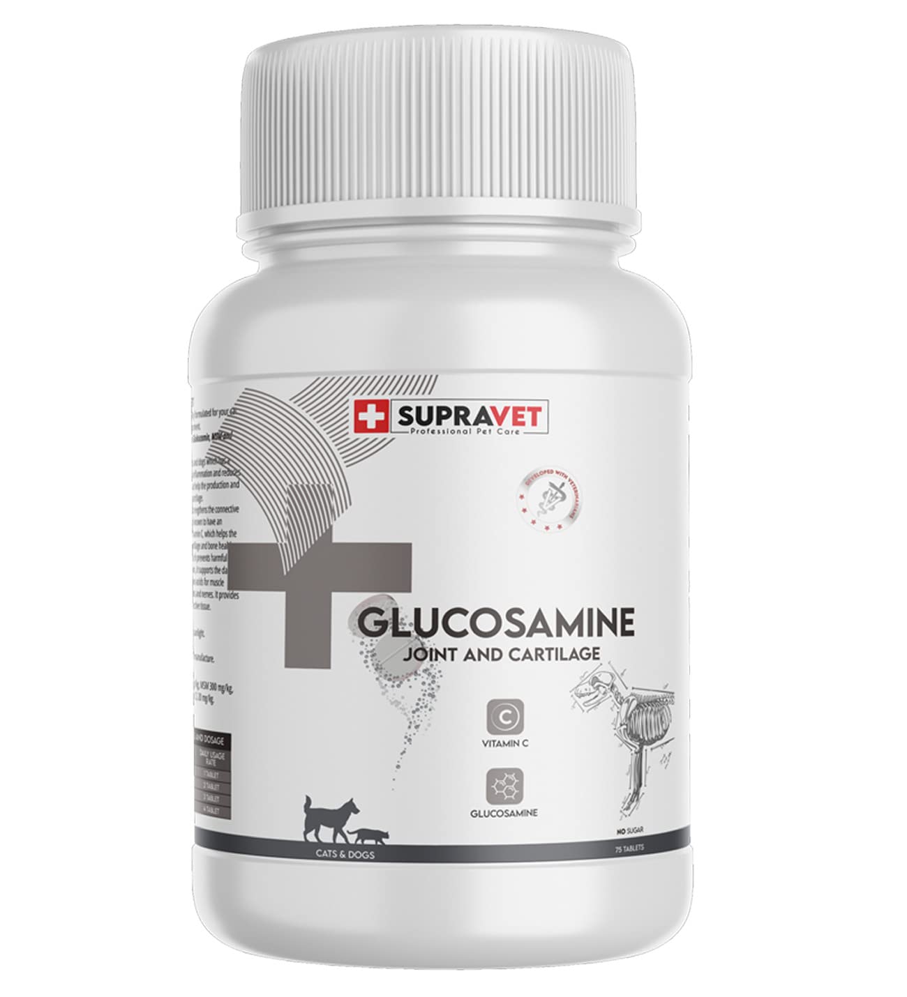Supravet Glucosamine Kedi ve Köpek Eklem Sağlığı Güçlendirici Glukozamin Tablet + Vitamin C 75 Tablet