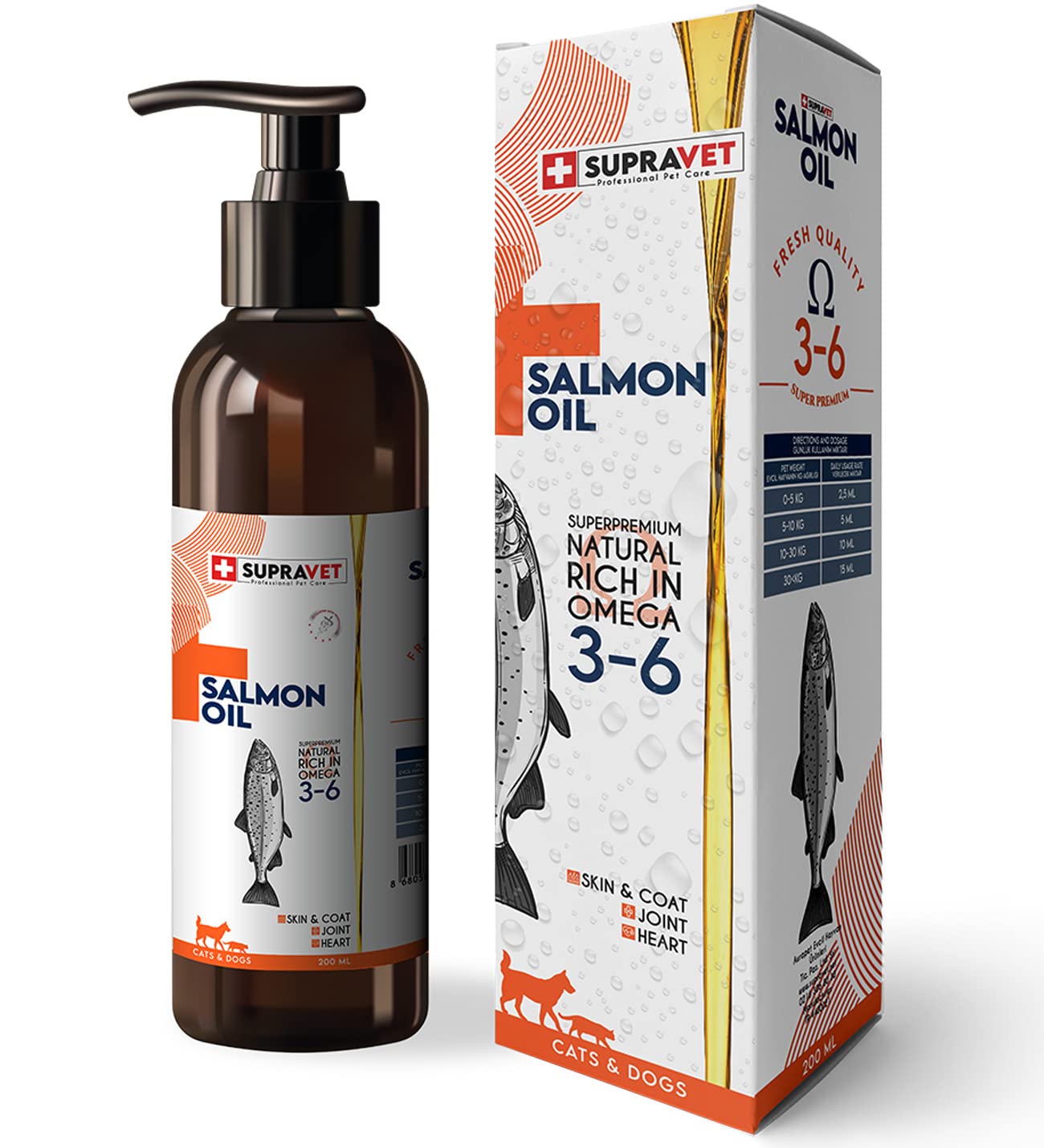 Supravet Salmon Oil Cats And Dogs 200 ML Doğal Kedi Köpek Norveç Somon Yağı