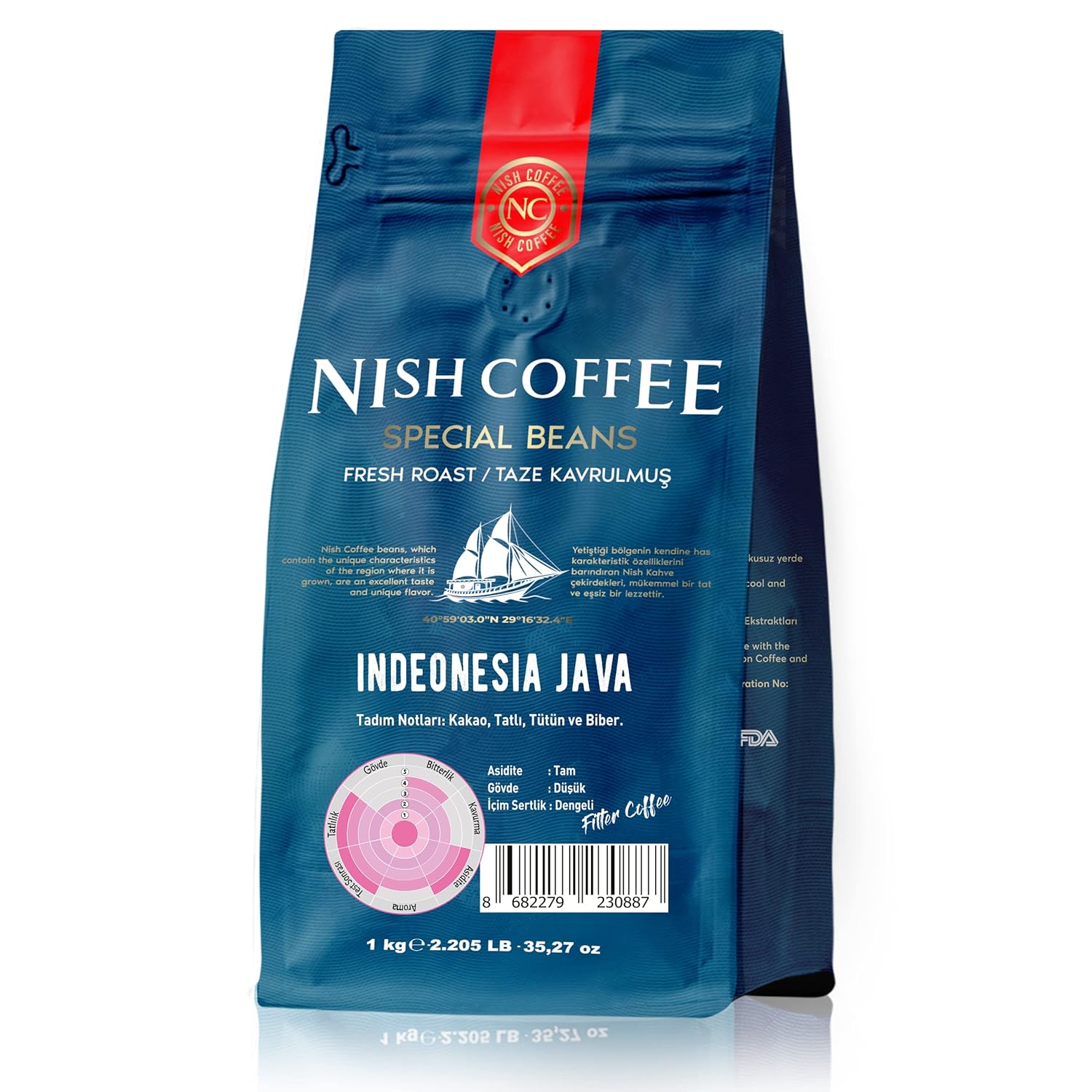 Nish Kahve Filtre Kahve Endonezya Java 1 Kg-Öğütülmüş