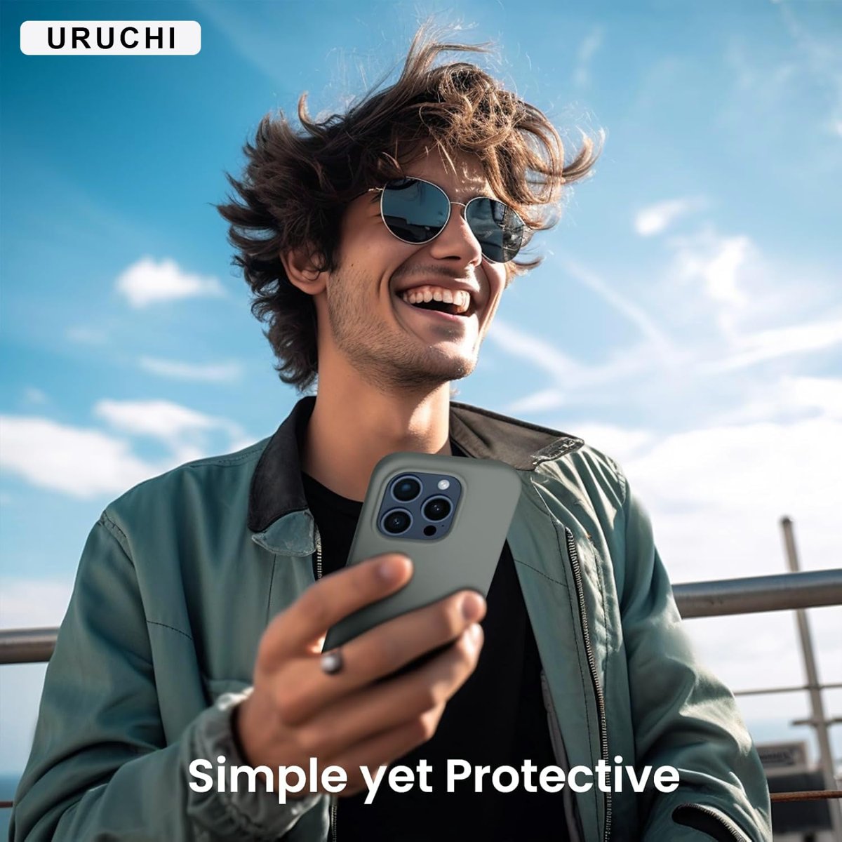 URUCHI iPhone 14 Pro Max ile Uyumlu Kılıf, İçi Kadife Kaplamalı İnce Sıvı Silikon Tam Koruma Yumuşak Jel Silikon Kapak, Siyah