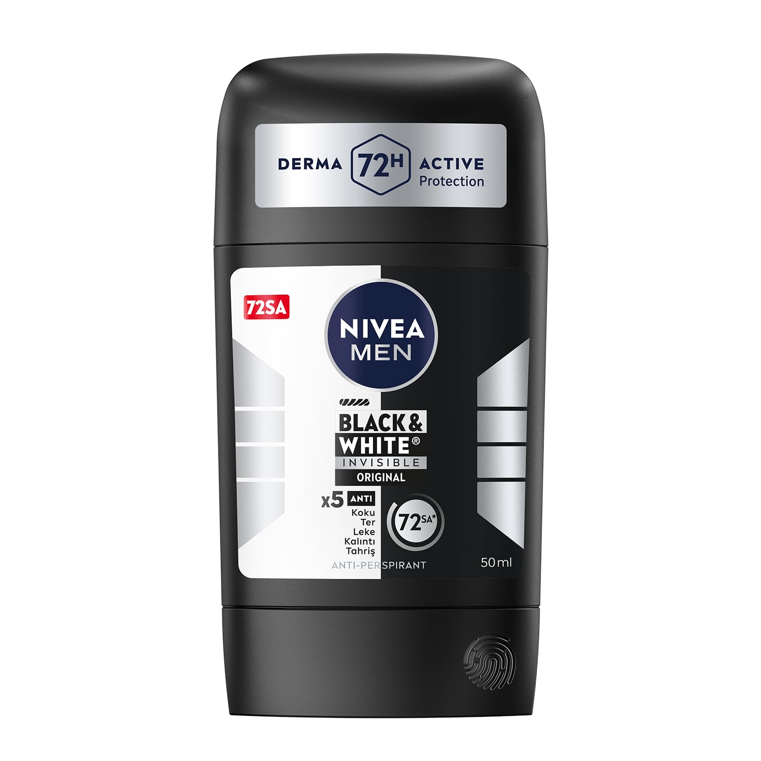 NIVEA MEN Erkek Stick Deodorant Black&white Invisible Original 50ml 72 Saat Anti-perspirant Ter Koruması