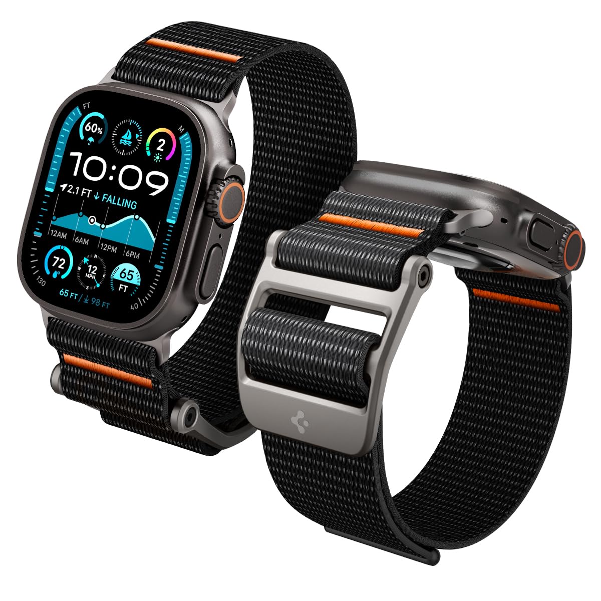 Spigen Apple Watch 49mm Ultra Seri 3/2/1-46mm Seri 11/10-45mm Seri 9/8/7-44mm Seri SE3/SE2/SE/6/5/4 ile uyumlu Kordon Kayış Band DuraPro Flex Ultra Black - AMP05981