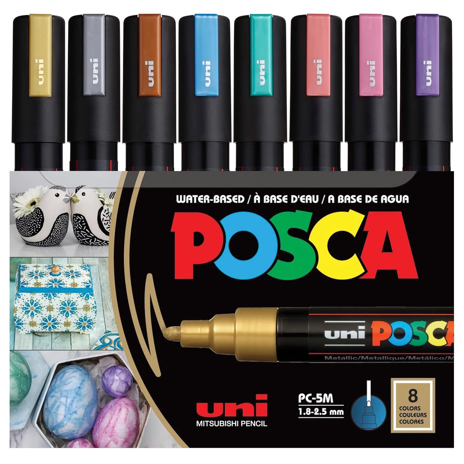 UNİ POSTER MARKÖRÜ POSCA SET PC-5M/8C MC METALİK RENKLER 8 Lİ