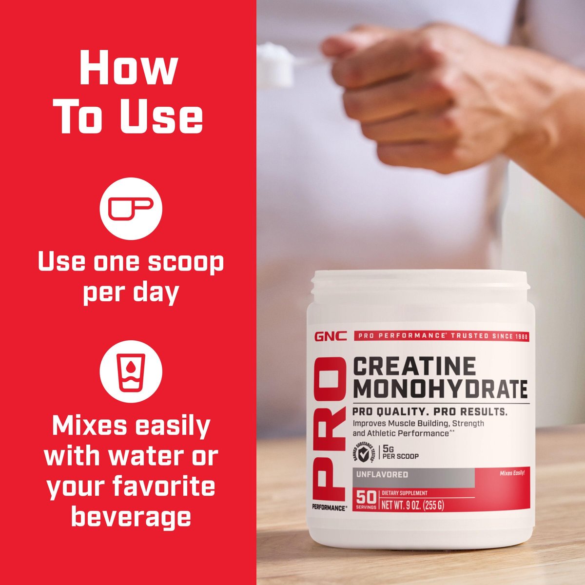 GNC Creatine Monohydrate 255G Spor Takviyesi