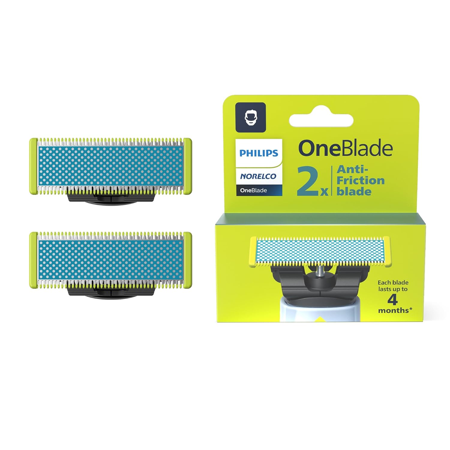 Philips Norelco Orijinal OneBlade Sürtünme Önleyici Yedek Bıçaklar, 2 Adet, QP225/80