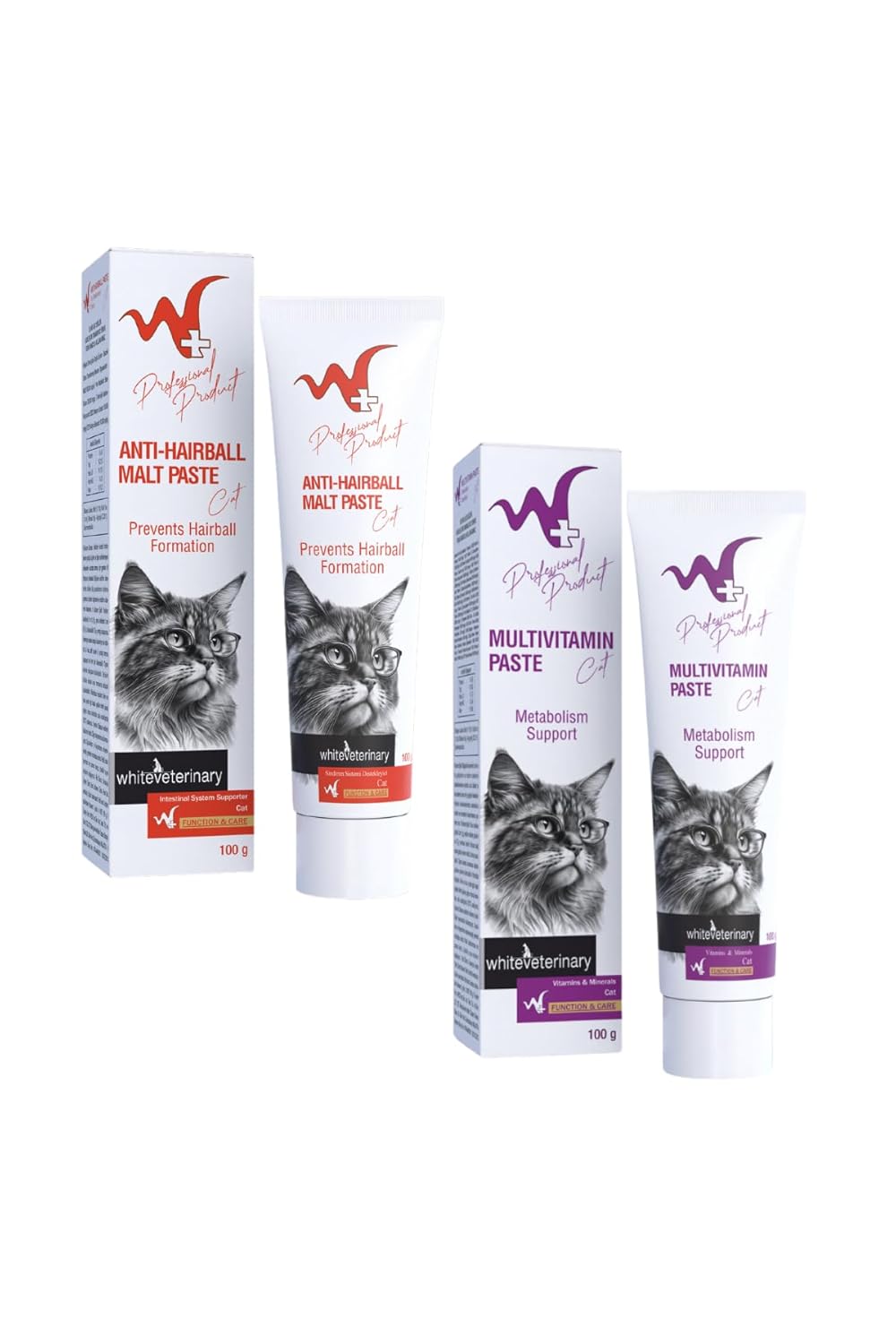 WhiteVeterinay Malt Paste 100 Gr + Vitamin Paste 100 Gr (Kediler için Malt + Vitamin)