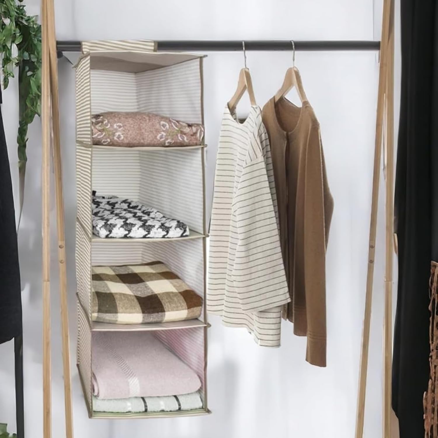 Organizer Dolap içi/Çekmece/Bavul Düzenleyici Fonksiyonel Akordiyon Aç Kapa Taşınabilir Pratik Renkli Seyahat Çantası Hurç Saklama Bezi (Dolap İçi Düzenleyici, Beyaz)