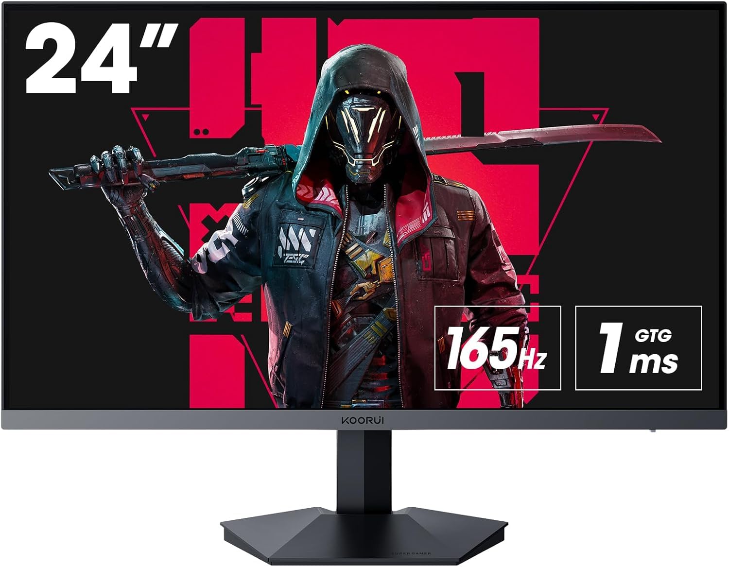 KOORUI Monitör 24E3 23.8Inç, 165Hz, FHD, 1080p(1920*1080), 1ms, Ips, Adaptive Sync, Monitörler,Gaming, Hdmi 1.4*2, Dp 1.2*1, Eğilmek：-5~15°, Yukarı Ve Aşağı, Görme Açısı 178°, Vesa，75*75mm, Siyah
