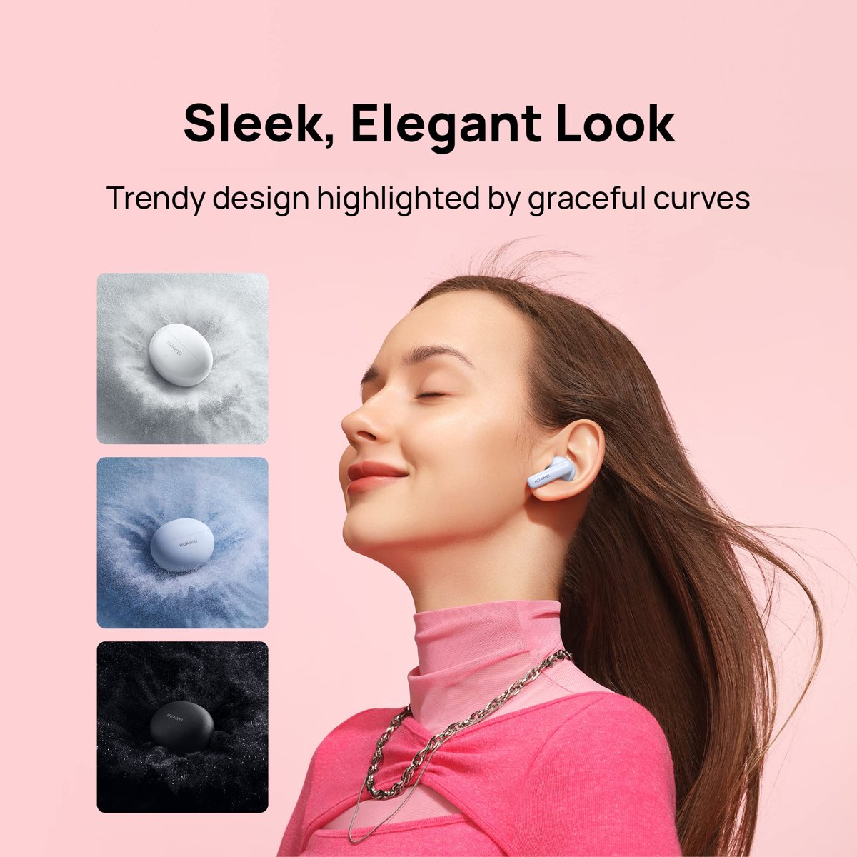 Huawei FreeBuds 5i kablosuz kulaklık – uzun pil ömrü ile gürültü azaltma – Bluetooth ve su geçirmez kulak içi kulaklık, Hi-Res ses sertifikalı, Nebula Black
