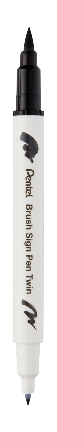 Pentel Brush Sing Pen Twin Çift Taraflı Fırça Uçlu Kalem SİYAH