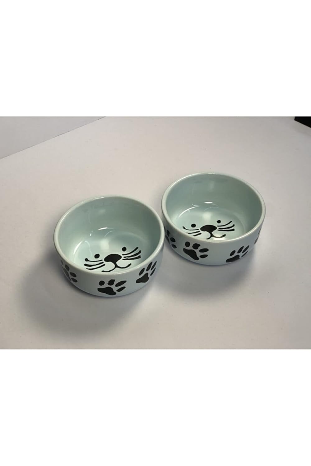 Seramik Kase Kedi Mama Su Kabı Mavi Renk 2'li