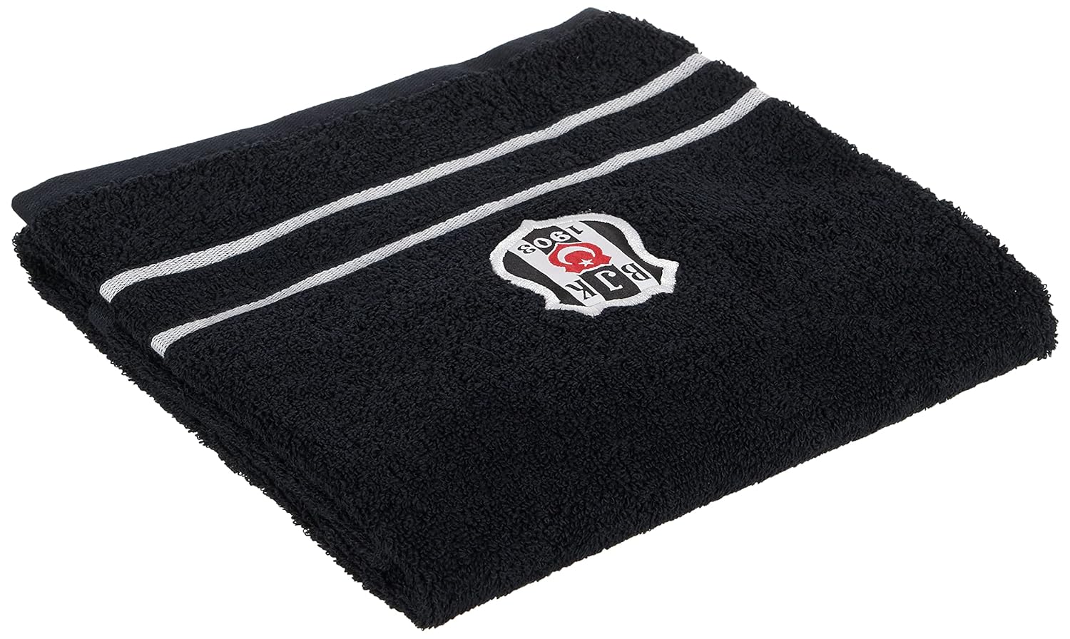 Taç Beşiktaş Arma Lisanslı Düz%100 Pamuk Yüz Havlusu, Siyah, 50x90 cm