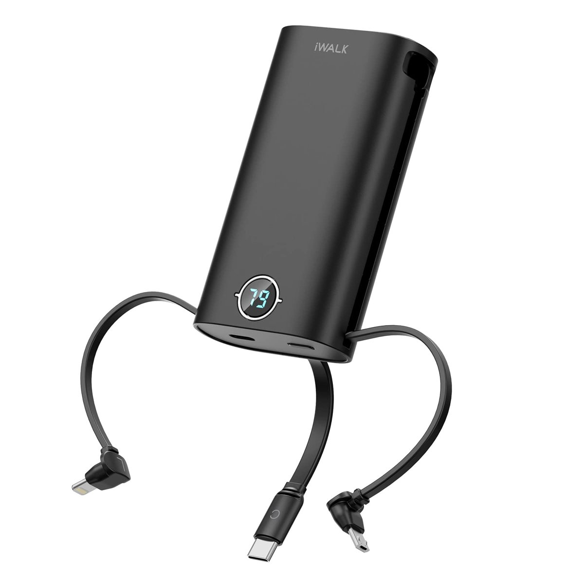 iWALK PowerSquid Dahili 3 Kablolu PD 18W Hızlı Şarj Özellikli 9000mAh Powerbank DBL10000S (SİYAH)